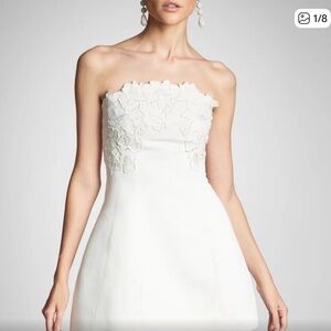 Sachin + Babi Strapless White Floral-Appliqué Gown